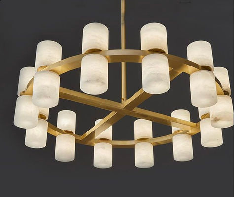 High Quality Spanish Fashion Decoration Marble Lamp European Living Room High Ceiling ClassicQuartz Stone round Chandeli