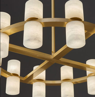 High Quality Spanish Fashion Decoration Marble Lamp European Living Room High Ceiling ClassicQuartz Stone round Chandeli