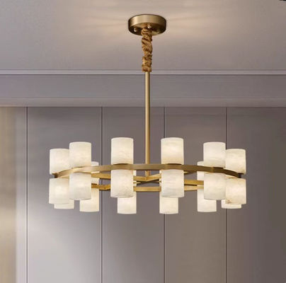 High Quality Spanish Fashion Decoration Marble Lamp European Living Room High Ceiling ClassicQuartz Stone round Chandeli