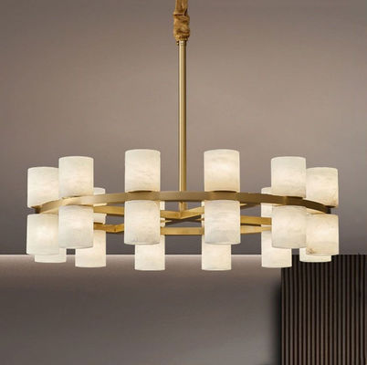 High Quality Spanish Fashion Decoration Marble Lamp European Living Room High Ceiling ClassicQuartz Stone round Chandeli