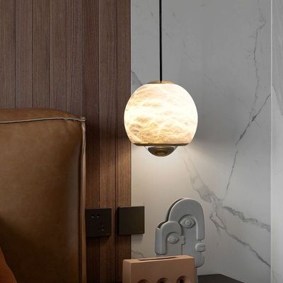 Luxury Indoor Home Decorations Linear Suspension Kitchen Island Living Room Bedroom Round Ball Alabaster Chandelier