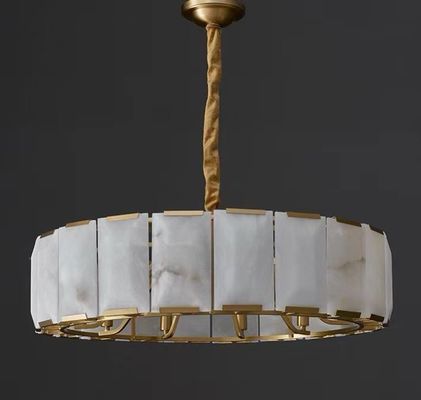 Modern Luxury Chandelier Home Living Room Bedroom Natural Marble Black Gold Dual Color Copper Frame Alabaster Pendent