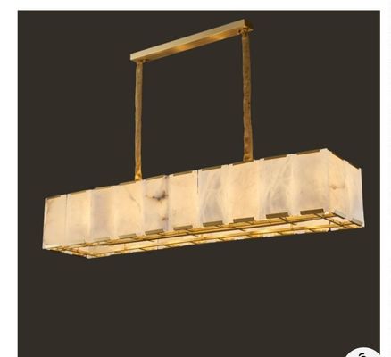 Modern Luxury Chandelier Home Living Room Bedroom Natural Marble Black Gold Dual Color Copper Frame Alabaster Pendent