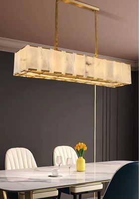 Modern Luxury Chandelier Home Living Room Bedroom Natural Marble Black Gold Dual Color Copper Frame Alabaster Pendent