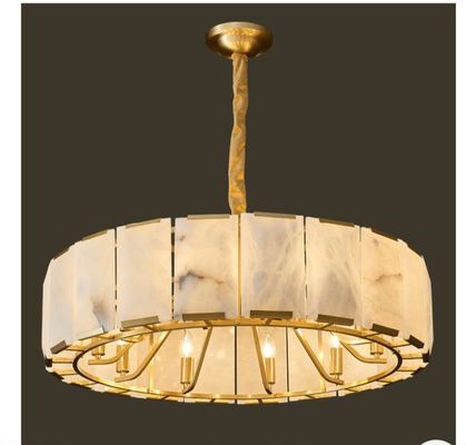 Modern Luxury Chandelier Home Living Room Bedroom Natural Marble Black Gold Dual Color Copper Frame Alabaster Pendent