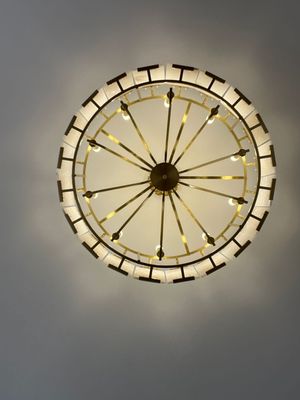 Modern Luxury Chandelier Home Living Room Bedroom Natural Marble Black Gold Dual Color Copper Frame Alabaster Pendent