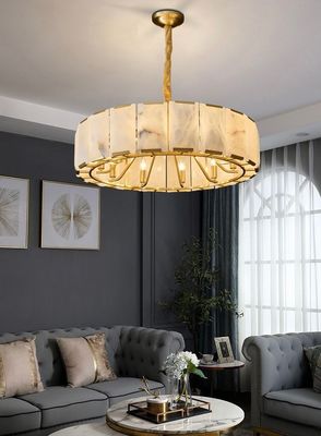Modern Luxury Chandelier Home Living Room Bedroom Natural Marble Black Gold Dual Color Copper Frame Alabaster Pendent