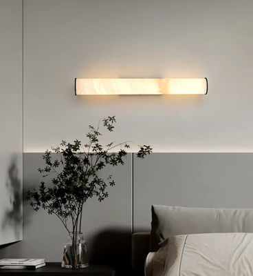 Long Linear Spanish Alabaster Marble Copper Wall Lamp Luxury Home Decor Wall Mounted Light Fixture For Living Room Hotel