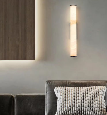 Long Linear Spanish Alabaster Marble Copper Wall Lamp Luxury Home Decor Wall Mounted Light Fixture For Living Room Hotel