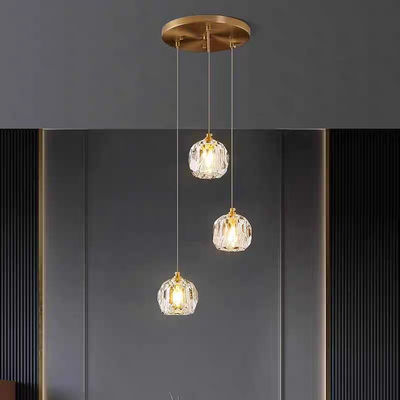 15 KG Crystal Football All Copper Crystal Light Luxury Living Room Apartment Villa Living Room Rotating Rise Staircase Long Pendant Lamp