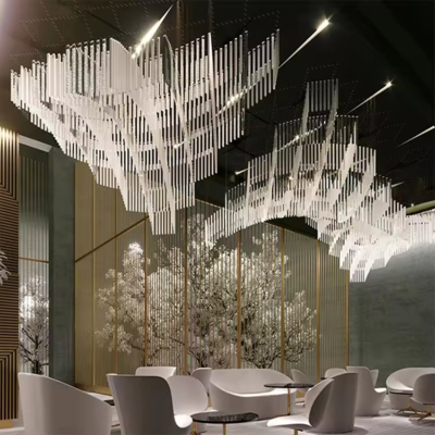 Wedding decoration Stainless steel tube chandelier can be customized contemporary hotel lobby decorated with crystal glass chandelier white chandelier