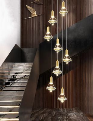 Nordic Luxury Modern Indoor Hotel Villa Restaurant Diamondshape Decorative Creative Crystal Pendant Light