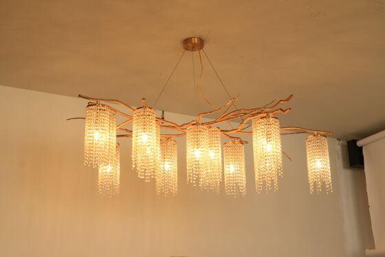 Art Deco Round Ring Crystal Pendant Chandelier Gold Finish Circular Luxury Ceiling Suspension Light