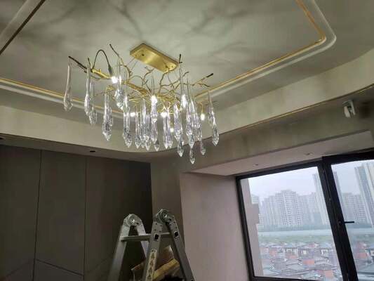 Grand Foyer Crystal Pendant Chandelier Luxury Double-Height Entryway Circular Multi-Light Ceiling Fixture