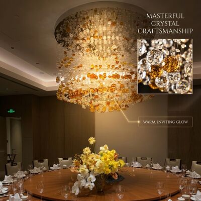 Spanish Marble Luxury Crystal Chandelier Custom Large Foyer Pendant Light for Hotel Villa Club