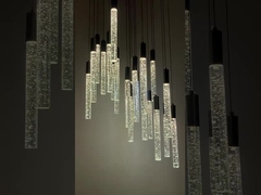 Pendentif Chandel style de luxe minimaliste ombrage cylindrique lit goutte de lumière pendentif de cristal liier lumières