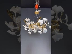 Le plafonnier en céramique créatif de lustre de feuille de Ginkgo a ajusté le fil accrochant