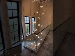 Nordic Light Luxury Silver Mountain Lustre de cristal pour une Villa Duplex Escalier