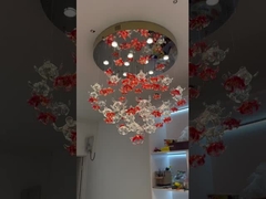 Appartement moderne Villa Loft Éclairage d'escalier avec trois couleurs changeant lustre de cristal