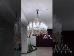 Style nordique Hôtel sur mesure Lobby Villa Salle de banquet Lumière de lustre de cristal LED Pendant Lumière St inoxydable
