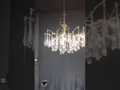 Voir les lustres de hall de salon Crystal Living Room Modern Luxury Foyer Round Hanging Light Demo