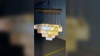 Nordique espagnol albâtre salon décoratif cuivre lustre LED ronde marbre plafonniers Mod