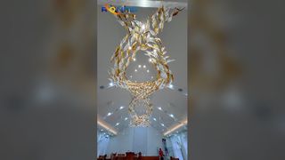 Lustre à ruban de cristal artistique personnalisé, pour salles de banquet, clubs, halls d'hôtel, département des ventes