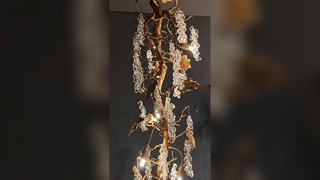Lustre en laiton et albâtre, éclairage de luxe