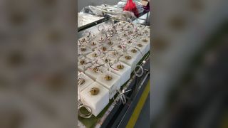 Suspensions lumineuses en albâtre blanc