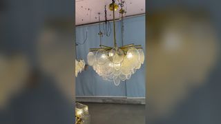 Lustre LED de luxe en marbre et cuivre