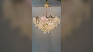 Regarder : Lustre en cristal personnalisé en forme de nid de bambou, finition dorée, pendentif biophilique de luxe pour villa d'hôtel de villégiature