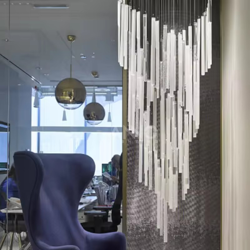 Wedding decoration Stainless steel tube chandelier can be customized contemporary hotel lobby decorated with crystal glass chandelier white chandelier