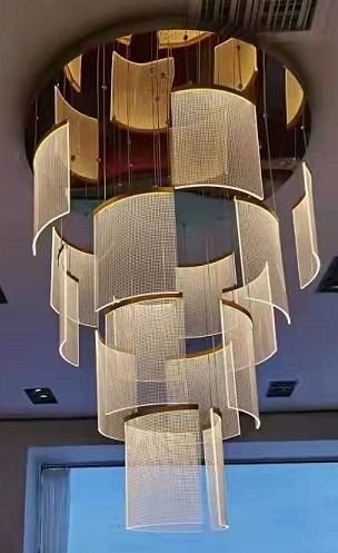 European Round Gold Double Height Chandelier Hanging Light Nordic Led Pendant Lamp Indoor Home Modern Luxury Crystal Chandelier