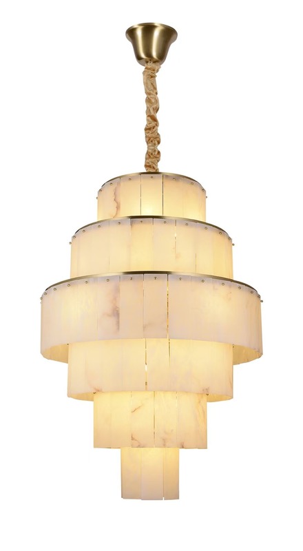 Contemporary Round Large Spanish Marble Brass Pendant Light Living Room Hanging Lamp