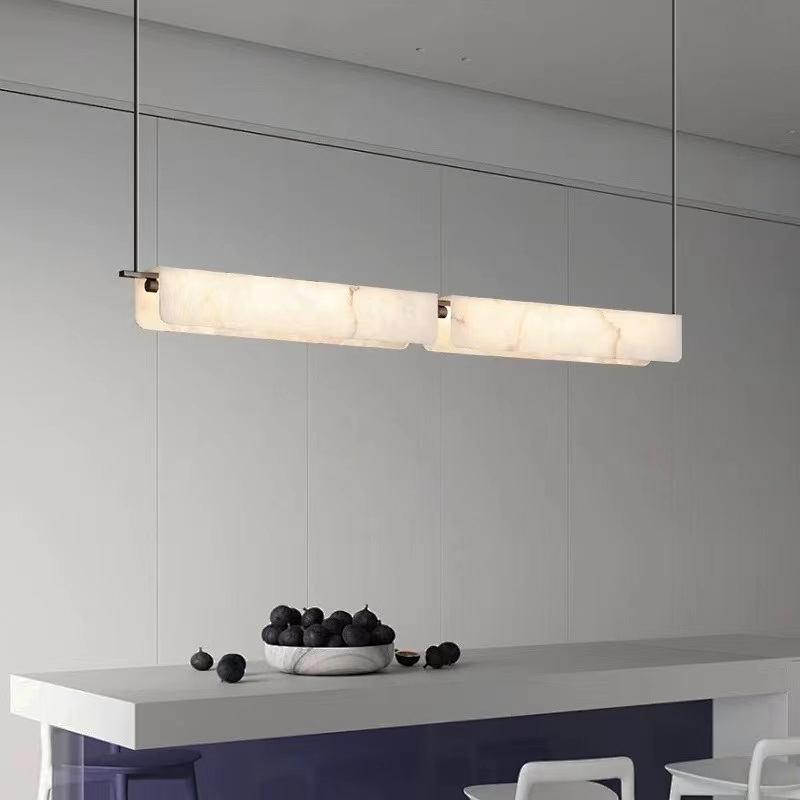 Linear Marble Pendant Light Modern Home Decor Restaurant Chandelier Customized Luxury Alabaster Lamp