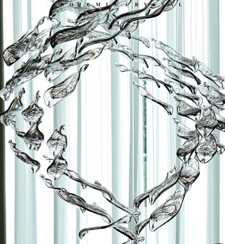 Creative Hotel Lobby Villa Banquet Hall Engineering Crystal Custom Lamp Decoration Spiral Glass Leaf Accessories