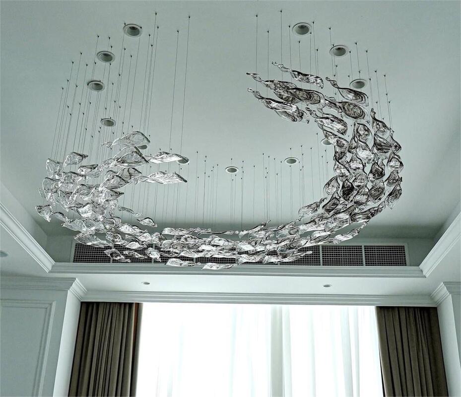 Custom Chandeliers Large Modern Decorative Ceiling Lighting Fixture Glass Crystal Pendant Light
