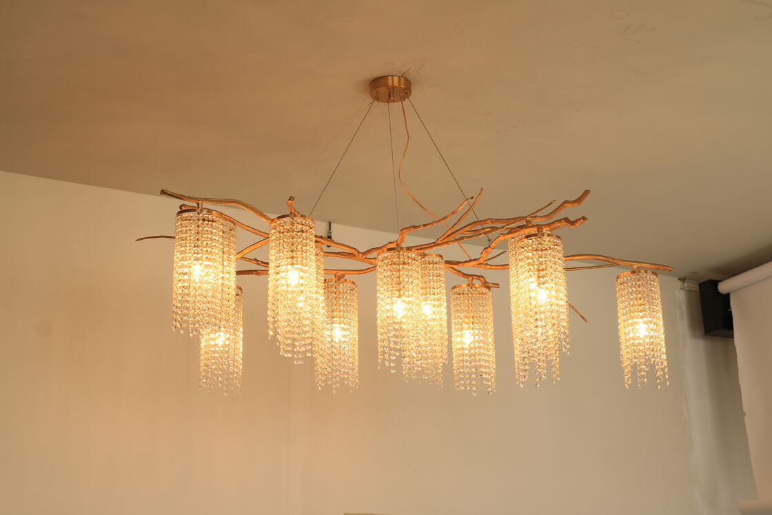 Art Deco Round Ring Crystal Pendant Chandelier Gold Finish Circular Luxury Ceiling Suspension Light
