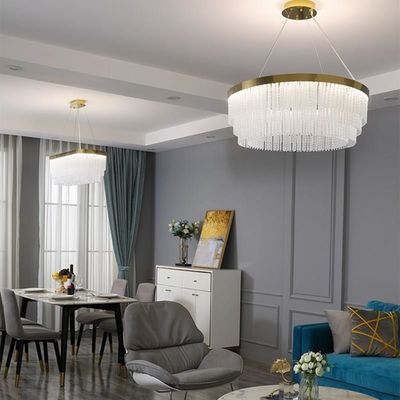 Chandelier d'entrée moderne K9 Luxe Lampes de plafond Lampes d'ombre de verre Pendentif Lumière anti-rouille