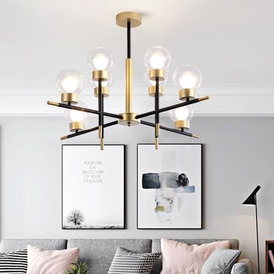 Boule de verre nordique lampe à pendentif moderne E27 Lumière de lustre décoratif à branche de fer forgé ODM