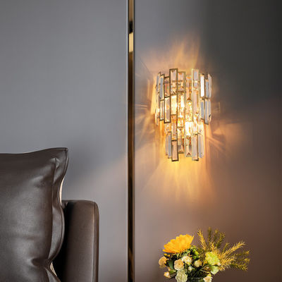 Acier inoxydable Crystal Wall Lights Clear Tiered moderne Crystal Wall Sconce d'AC220V