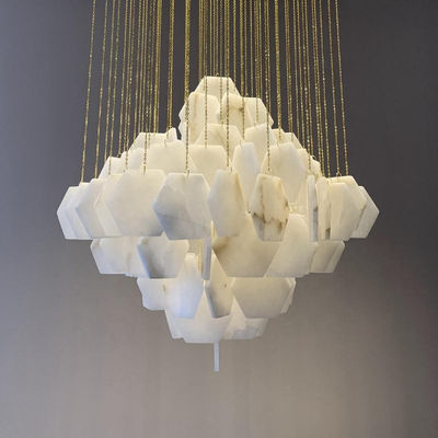 Lumière de plafond en marbre de forme hexagonale Blanche Modern Pendant Light 3000K