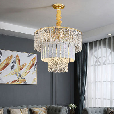Processus modernes triangulaires tricolores de Crystal Chandelier Gold Finish Multiple