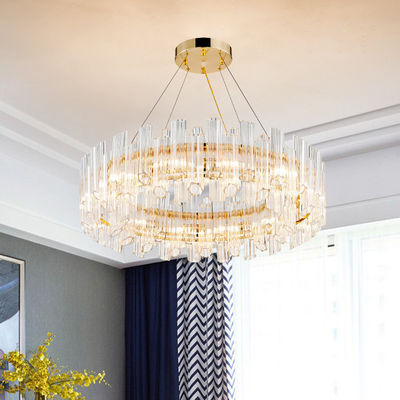 Lumières pendantes de luxe de galvanoplastie 3000k d'or à 6500K Crystal Round Light