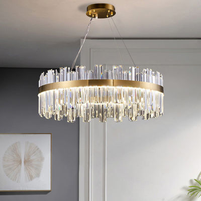 Plat tricolore de plafond en métal de Crystal Ceiling Light Fixture With de lustre de forme ronde