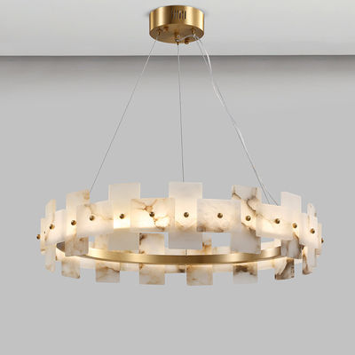 Le pendant à extrémité élevé de l'effet H65 de marbre en laiton allume la lumière molle et floue L950*W350