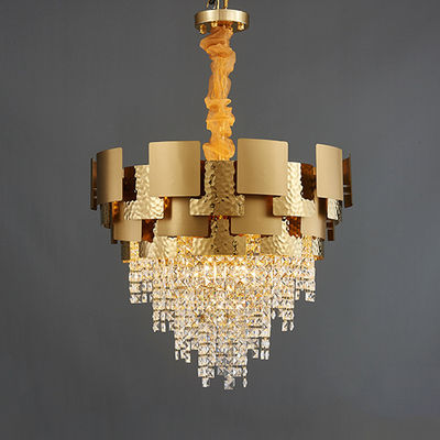 Lumières pendantes de luxe 6m2 d'or de cristaux en verre titaniques de lustre à 25m2
