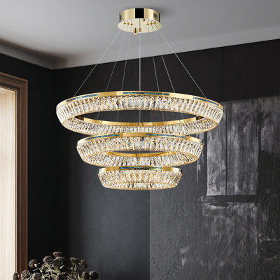3000K à 6500K Trois anneaux de cristal de lustre commercial source LED K9 cristal