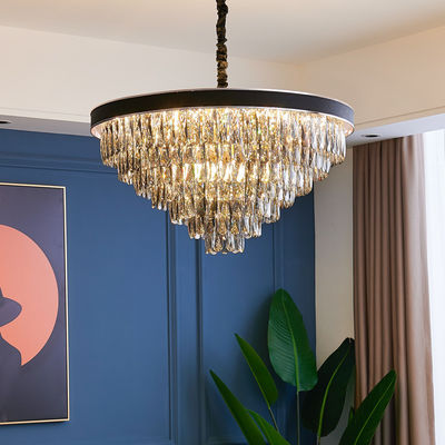 lustre grand moderne de 2700k 6500k Smokey Grey Pendant Light Round Crystal