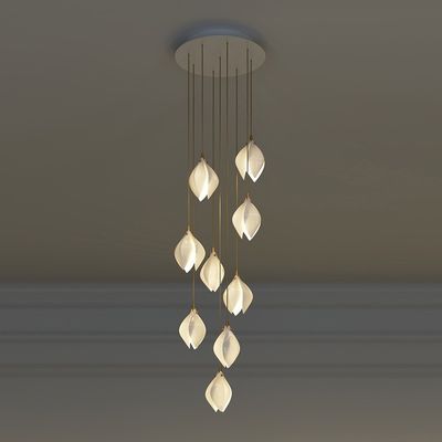Lumière en céramique 85V de pendant de fleur du pétale G9 de taille multi pendante de plafonnier à 265V